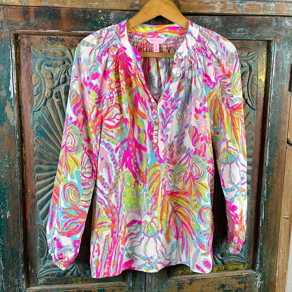 Lily Pulitzer Elsa 100% silk blouse - Picture 1 of 5